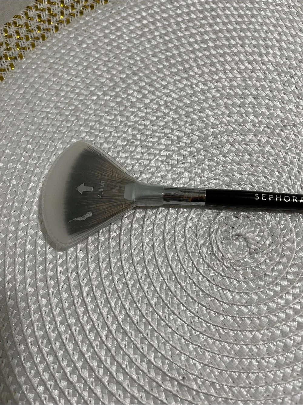 Sephora Silver Silicone Fan Brush with Black Handle no 65